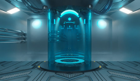 Cryosleep Time Capsule Human Hibernation Machine 3D Illustration
