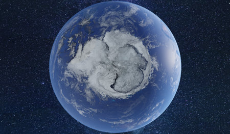 Globe Continent North Pole South Pole 3D illustrationの写真素材