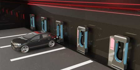 Electric Vehicle Charging Station EV 3D Illustration