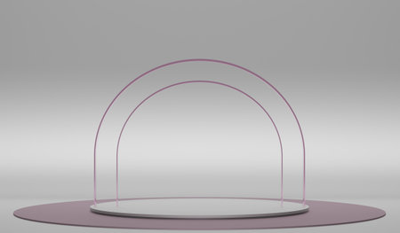 Round podium with arch, showroom, stage, 3D illustrationの写真素材