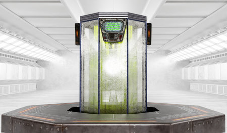 Hibernation machine, water pipe in the science room, 3D illustrationの写真素材
