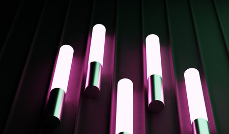 Abstract background, glowing light sticks, neon, light and color, 3D illustrationの写真素材