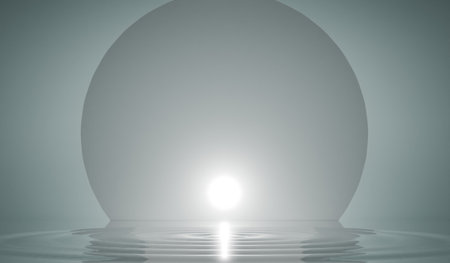 Water circle, product stand, water surface, water wave, 3D illustrationの写真素材