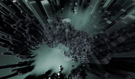 Abstract background, tall bars, tall poles, zoom, 3D illustrationの写真素材