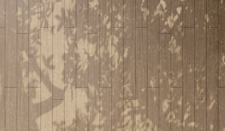 Background, wooden floor with wood shadow, wood pattern, wood planks with shadow, 3D illustration.の写真素材