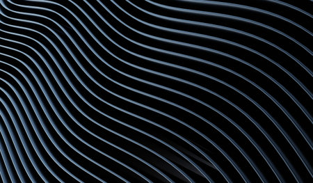 Abstract background, dark color, stripes, curves, wavy, 3D illustration
