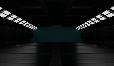 Technology Tunnel, Light Walkway, 3D Illustrationの写真素材