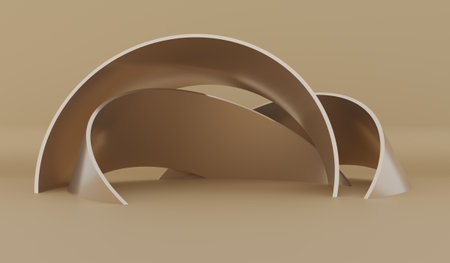 Curved podium, empty stage, product showroom, 3D illustrationの写真素材