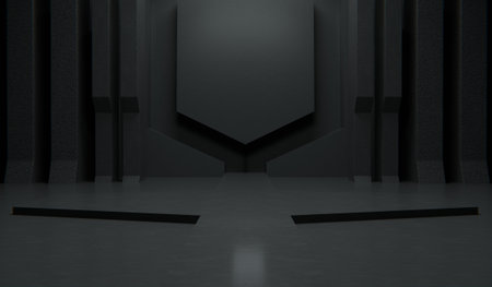 Technology scene, modern room, 3D illustrationの写真素材