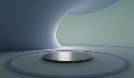Circle podium, curve background, circle stage, 3D illustration