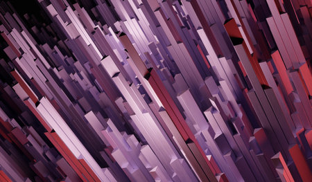 Shiny square bars, tall poles, abstract background, 3D illustration