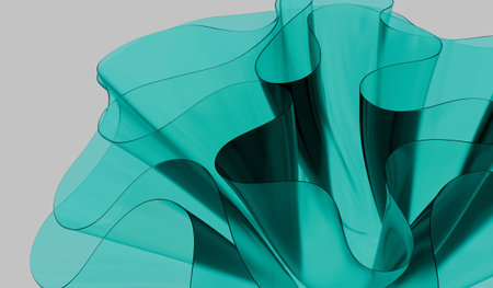 Abstract background, wavy, flowing, transparent, 3D illustration