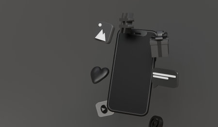 Smartphones and applications, communication technology background, 3D illustration
