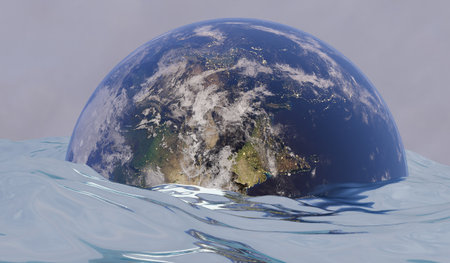 Global Flood, Globe, City Flood, 3D Illustration