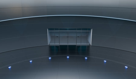 Round stage, curved dome, large hall, 3D illustrationの写真素材