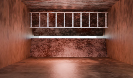 Showroom, empty room, cement walls and floors, 3D illustrationの写真素材