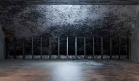 Showroom, empty room, cement walls and floors, 3D illustrationの写真素材