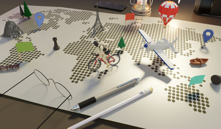 Travel Map, Travel Around the World, Travel Planning, 3D Illustrations