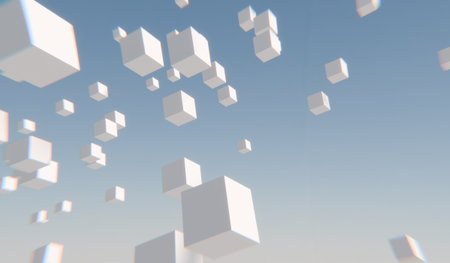 Abstract background, square blocks on the sky for decoration, 3D illustration