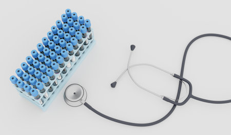 Blood vessels and heart monitor, laboratory, science background, 3D illustration