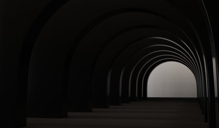 Dome, corridor, arch, abstract background, 3D illustrationの写真素材