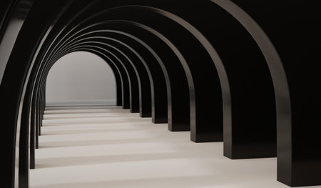 Dome, corridor, arch, abstract background, 3D illustrationの写真素材