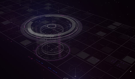 Technology abstract background, hologram, 3D illustrationの写真素材