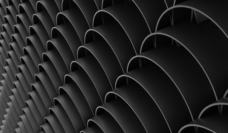 Modern abstract circle grid background, black, 3D illustrationの写真素材