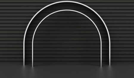 Showroom, stage, black, dark wooden latticeの写真素材