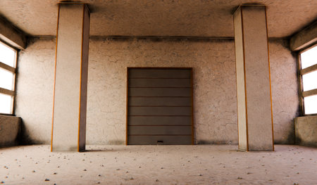 old walls, light shining throughの写真素材