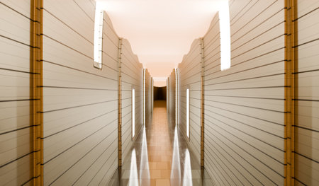 Technology corridor background, modern tunnelの写真素材