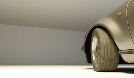 Showroom, car showroom, wheel section, alloy wheelsの写真素材