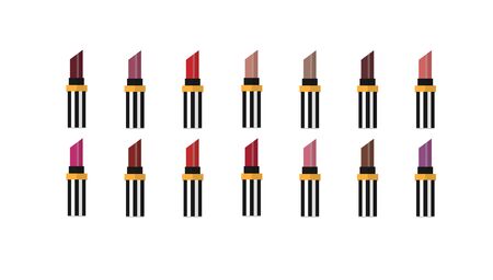 Lipstick set isolated on white background. Big set of lipsticks in different color.のイラスト素材