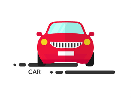 Machine, front view. Car design template. Urban sport car. Flat vector illustration.のイラスト素材