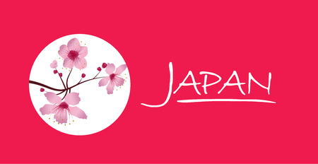 Sakura cherry blossoms with text "Japan".のイラスト素材