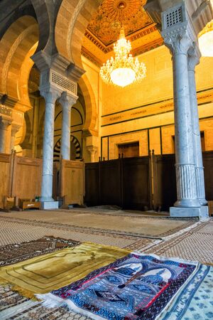 CARTHAGE, TUNISIA - APRIL 3: Inside view of the Malik ibn Anas Mosque in Carthage, Tunisia on April 3, 2018.のeditorial素材