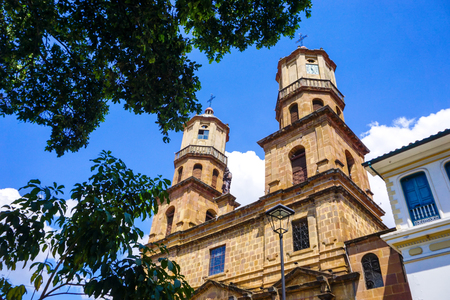 Colorful view of San Gil Church in Santander, Colombiaの写真素材