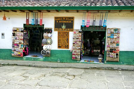 PARAMO, COLOMBIA - JANUARY 18: View of old shop with traditional souvenirs and candies in Paramo, Colombia on January 18, 2018.のeditorial素材