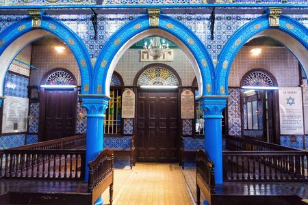 HOUMT SOUK, TUNISIA - APRIL 17:  Inside view of one side of the El Ghriba Synagogue in Houmt Souk, Tunisia on April 17, 2018のeditorial素材