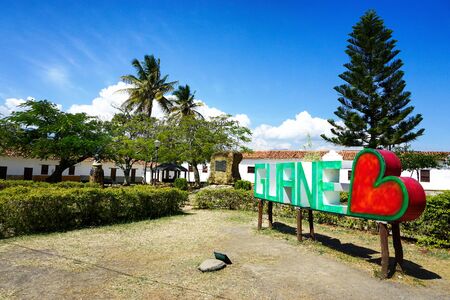 Main Park View in Guane, Santander, Colombiaの写真素材