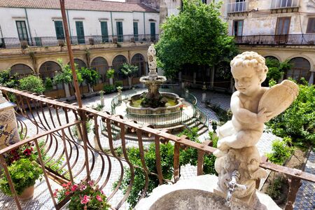View of the Courtyard from the balcony of the Saint Catherine Cloister in Palermo, Italyの写真素材