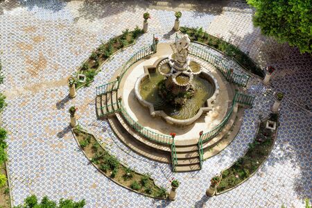 View of the courtyard of the Saint Catherine Cloister in Palermo in Sicily, Italyの写真素材