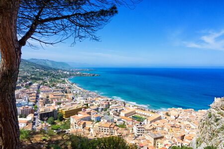 City view of the coast of Cefalu in Sicily, Italy