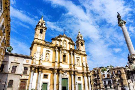 View of the Saint Domenico church  in the historic center in Palermo, Italy.の写真素材