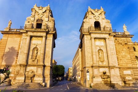 The Porta Felice and the Cassaro street in Palermo, Sicily, Italy.の写真素材