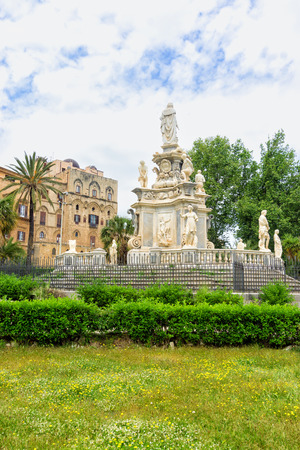 Main square of the  Royal Palace of Palermo in Palermo, Italyのeditorial素材