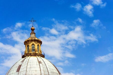 Palermo Cathedral Tower Closeup in Palermo, Sicily, Italyの写真素材
