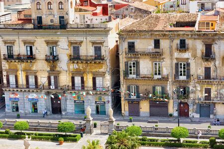 PALERMO, ITALY - APRIL 29: Old buildings in famous street in dowotown in Palermo, Italy on April 29, 2018のeditorial素材