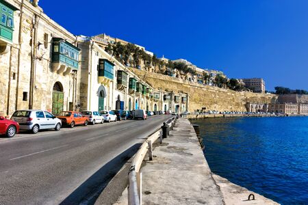 View of the waterfront in Valletta, Maltaの写真素材