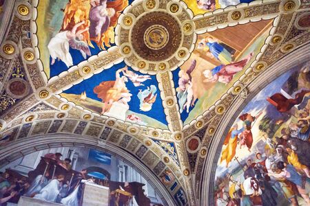 ROME, ITALY - MAY 8: View of the ceiling Raphaels Rooms of Vatican Museum in Rome, Italy on May 8, 2019のeditorial素材